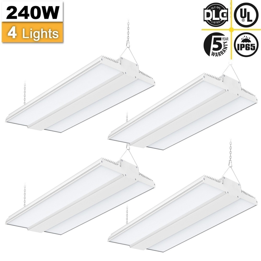 4Pack 240W LED Linear High Bay Light Industrial Warehouse Garage Ceiling Light