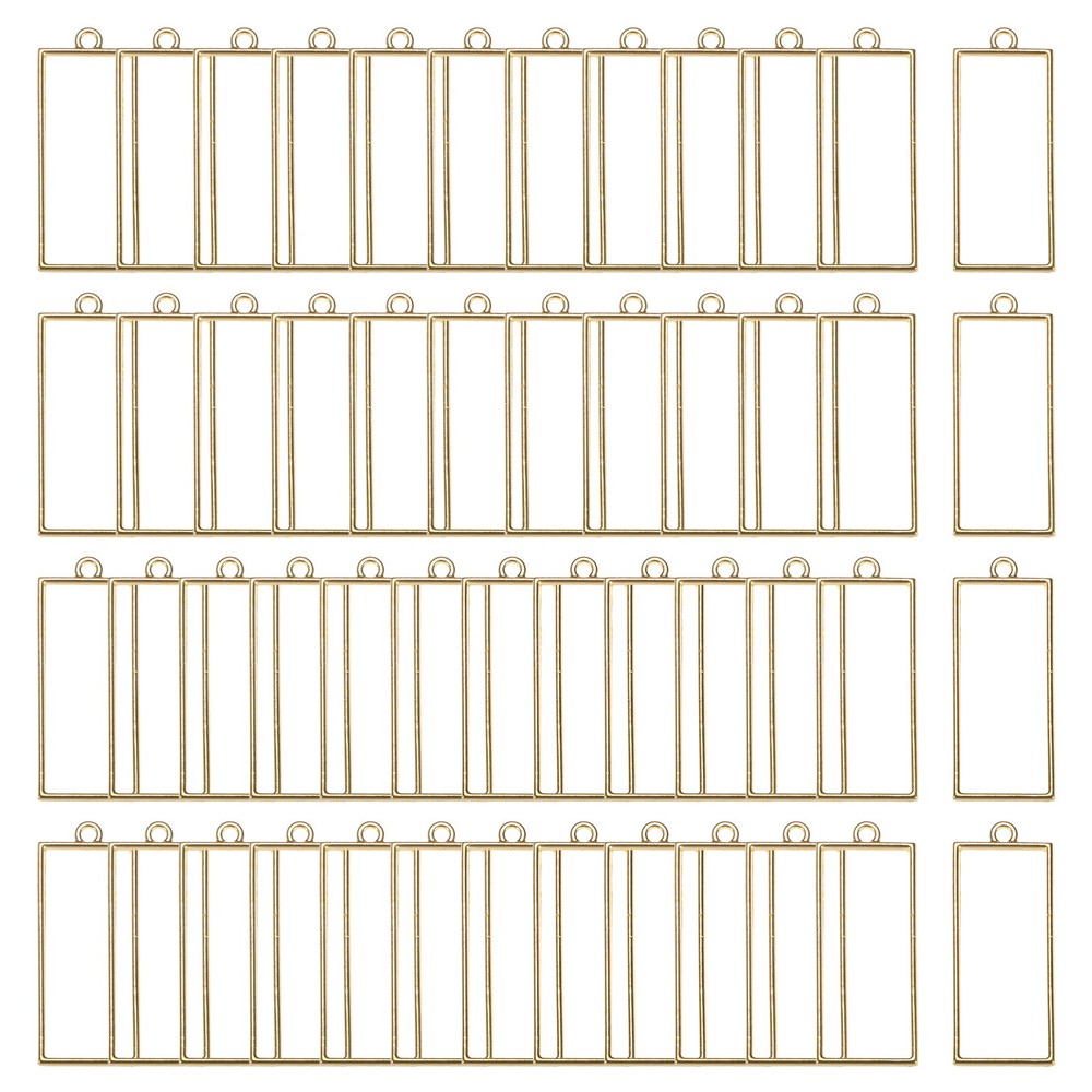 100-Pack Open Bezels, Rectangle Bezel Pendants for Resin[Bright Gold]