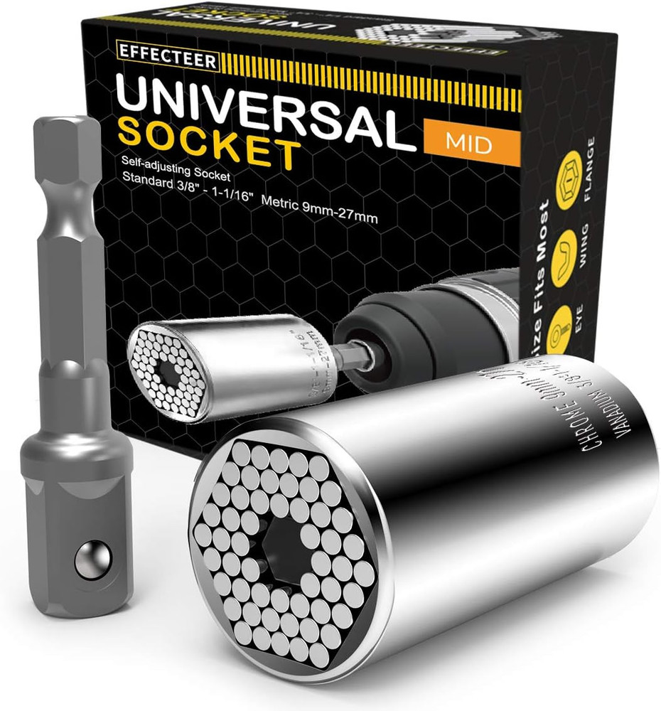 Universal Socket, Self-Adjusting Socket Fits Standard 3/8'', Flexible, Durable
