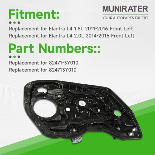 Power Window Regulator without Motor Replacement for Elantra 2011-2016 Front