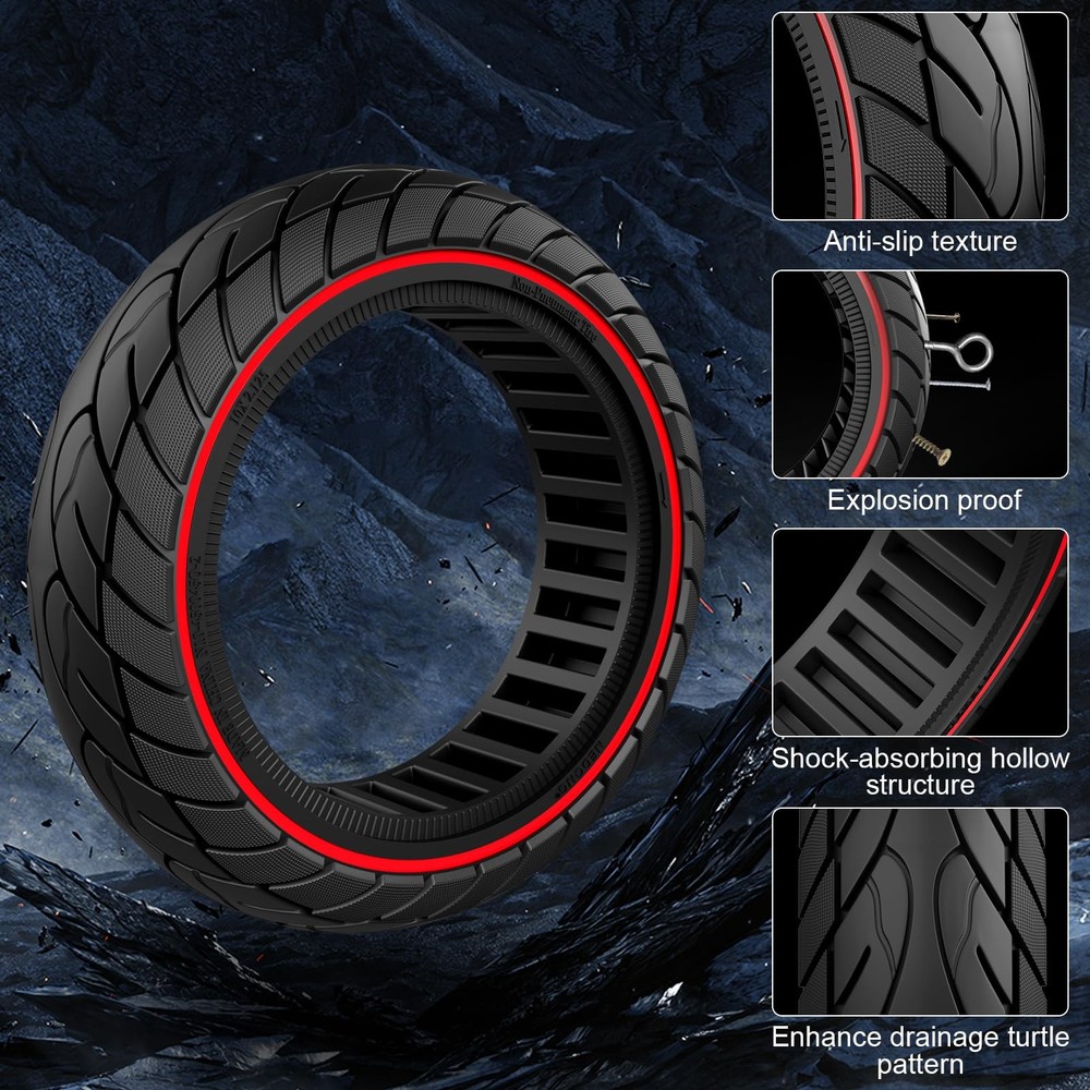 Cooryda 10x2.125 Scooter Tire 2 Pack Solid Rubber Tubeless Replacement for Gotra