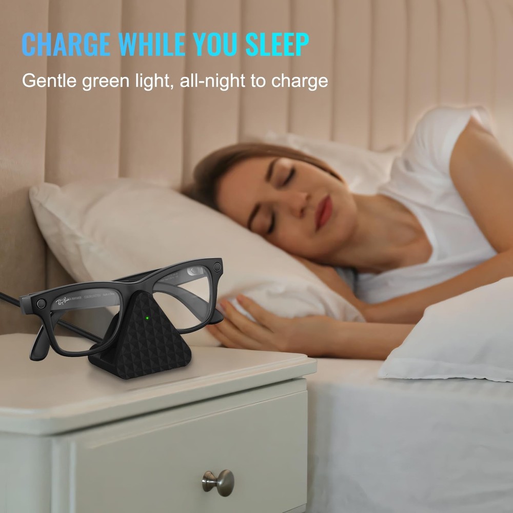 Smart Glasses Charging Stand Dock Compatible with Ray-Ban Meta Black