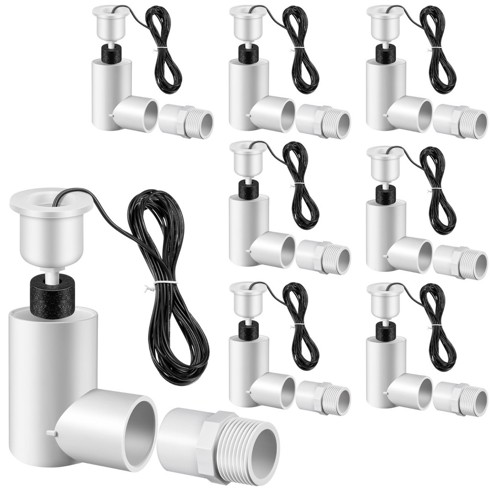 8 Pack Float Switch for Easy Install, AC Water Level Sensor, 3/4" Adapter, 6ft W