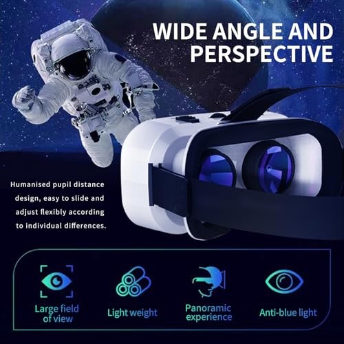 VR Headset for Cellphone, Virtual Reality 3D Glasses Headset, with Controller,