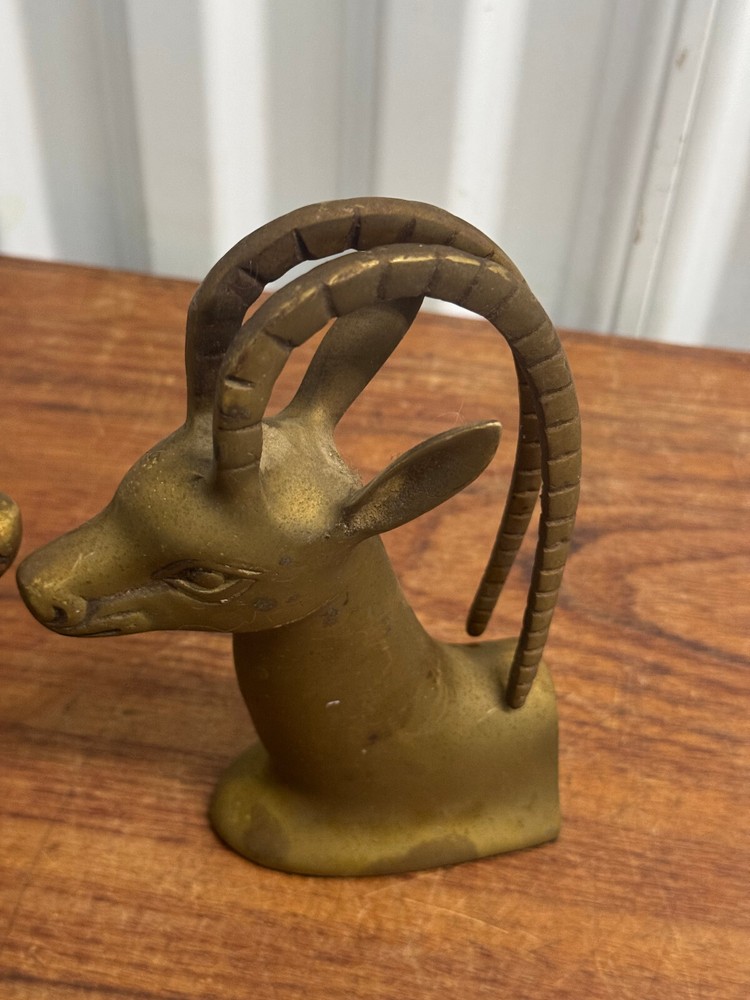 Mid-Century Modern Brass Gazelle Bookends