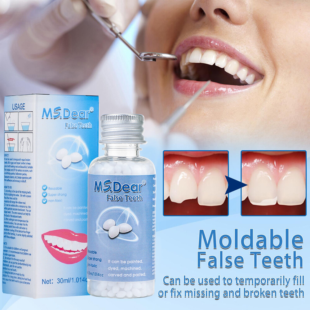 Teeth Granules Temporary Repair Kit Fitting Beads Reusable Moldable False Tooth