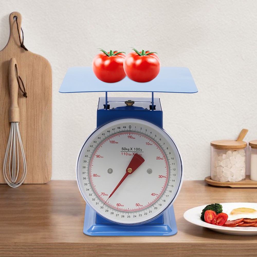110LBS Heavy Duty Mechanical Kitchen Scale with Durable Iron Platform