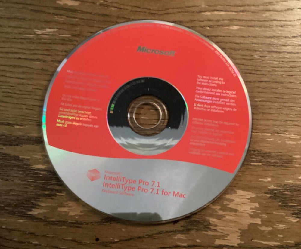 Microsoft IntelliType Pro 7.1 For Mac Software Cd