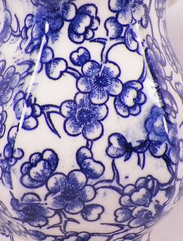 Blue & White Pitcher Ceramic Small Decorative Ruffled Edge As Is