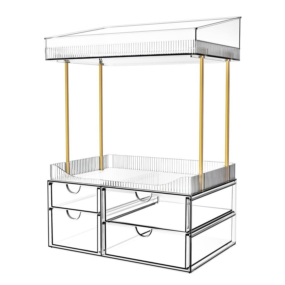 Makeup Organizer Bathroom Storage- 4 Tier 4 Drawer Makeup Storage, Transparen...
