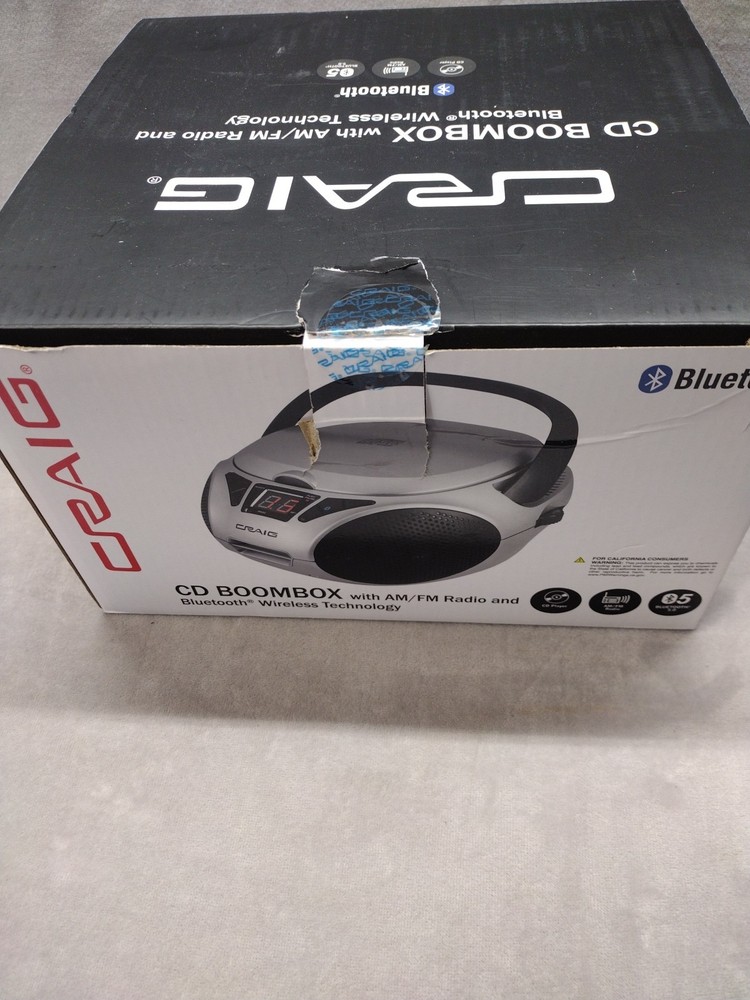 Craig Portable Top-Loading CD Boombox with AM/FM with Bluetooth Technology