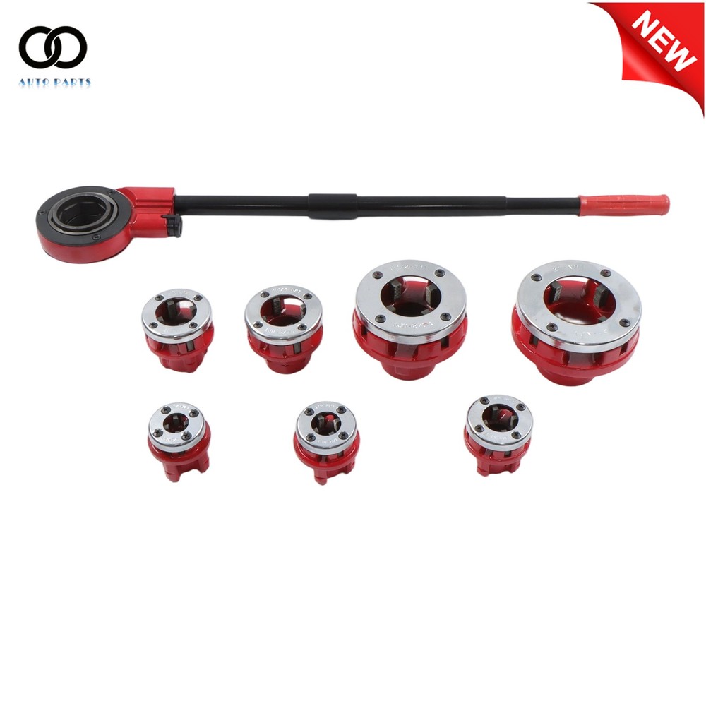 7 Size Pipe Thread Large Hand Die Ratcheting Threader Tool 3/8" to 2" Dies Set