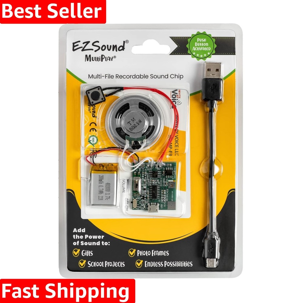 Multiplay Push Button Recordable Sound Chip | Plays Multiple Recordings | Rec...