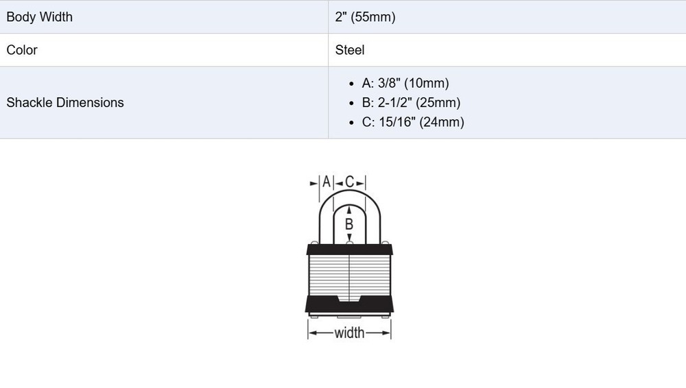 Master Lock #25 Master Keyway 17 Long Shackle Keyed Alike #20T334