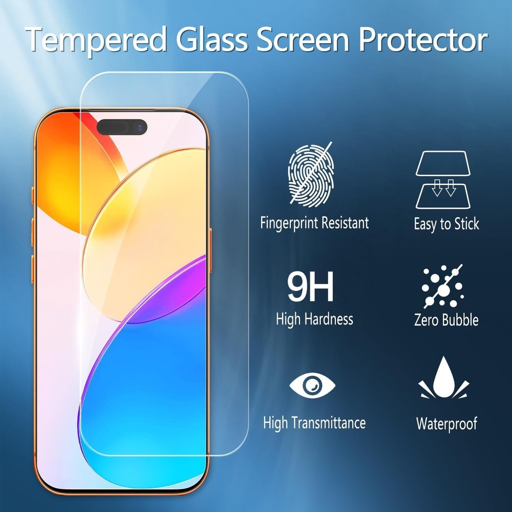 2 Pack Tempered Glass Screen Protector for iPhone 17 Pro Max with 2 Pack Camera