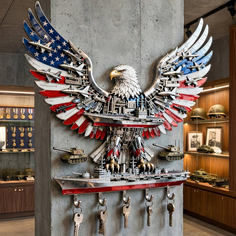 Armed Eagle Key Hanger – Personalized Gift For Veterans & Patriots