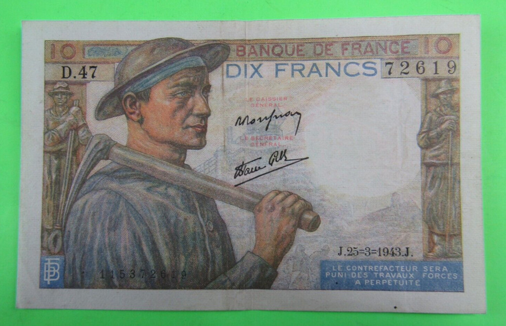 FRANCE, 10 FRANCS, P#99e, 1943