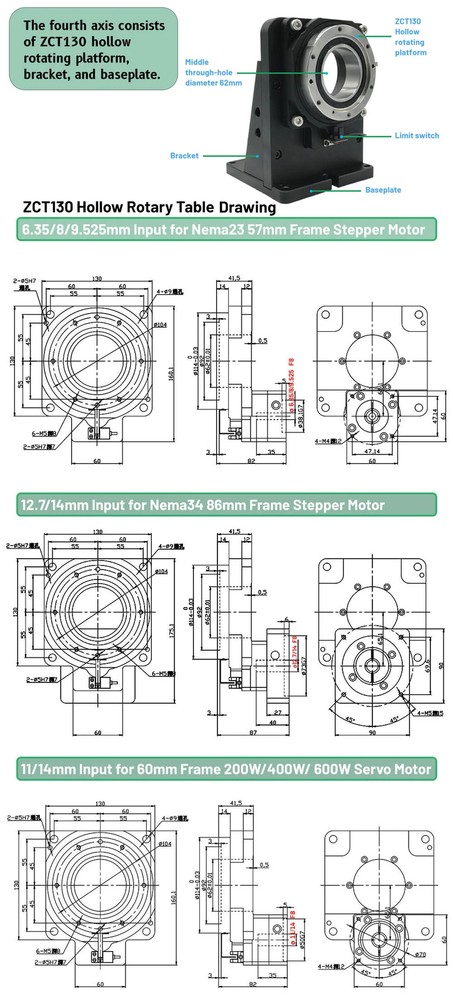 4th Axis Motorized Hollow Rotating Platform Indexing Rotary Can Replace DD MOTOR