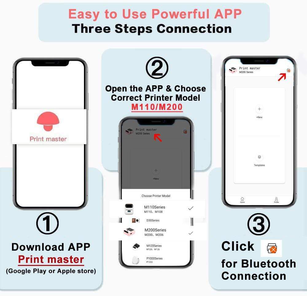 Square Thermal Sticker Labels Self-Adhesive Tag Paper for Phomemo M110 Printer