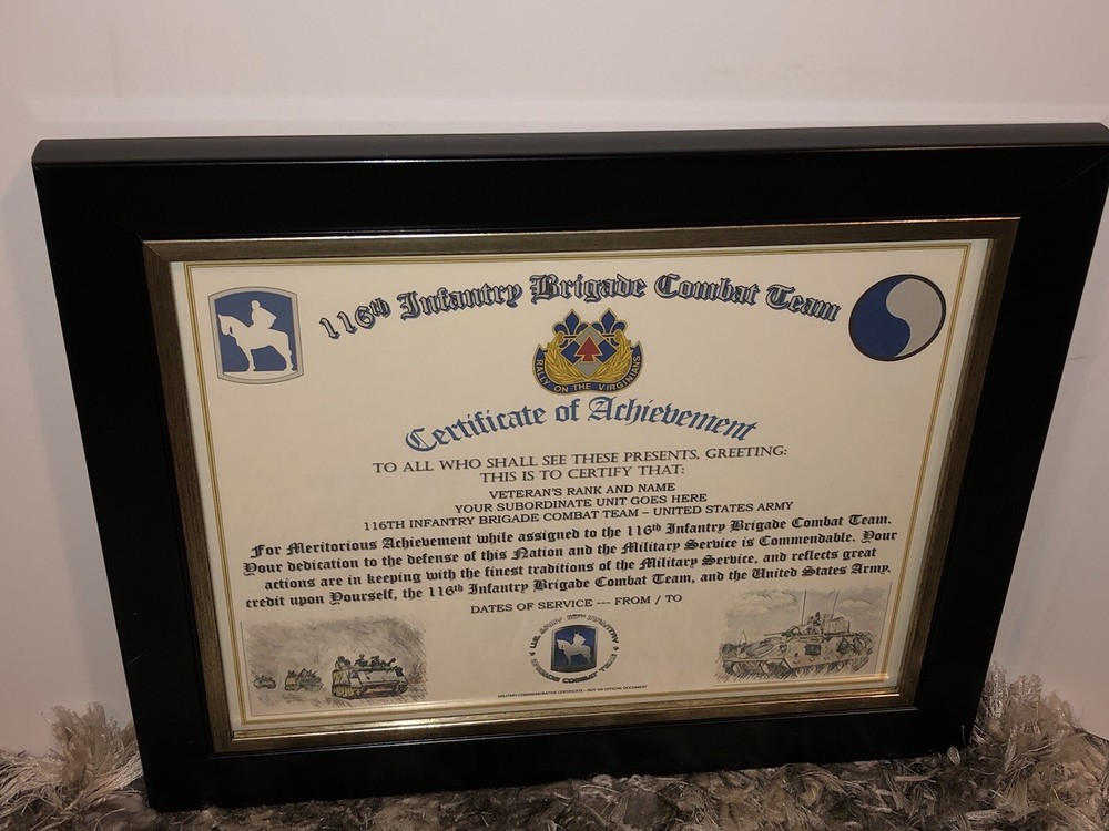 116TH INFANTRY BRIGADE COMBAT TEAM - COA / (COMMEMORATIVE CERTIFICATE)