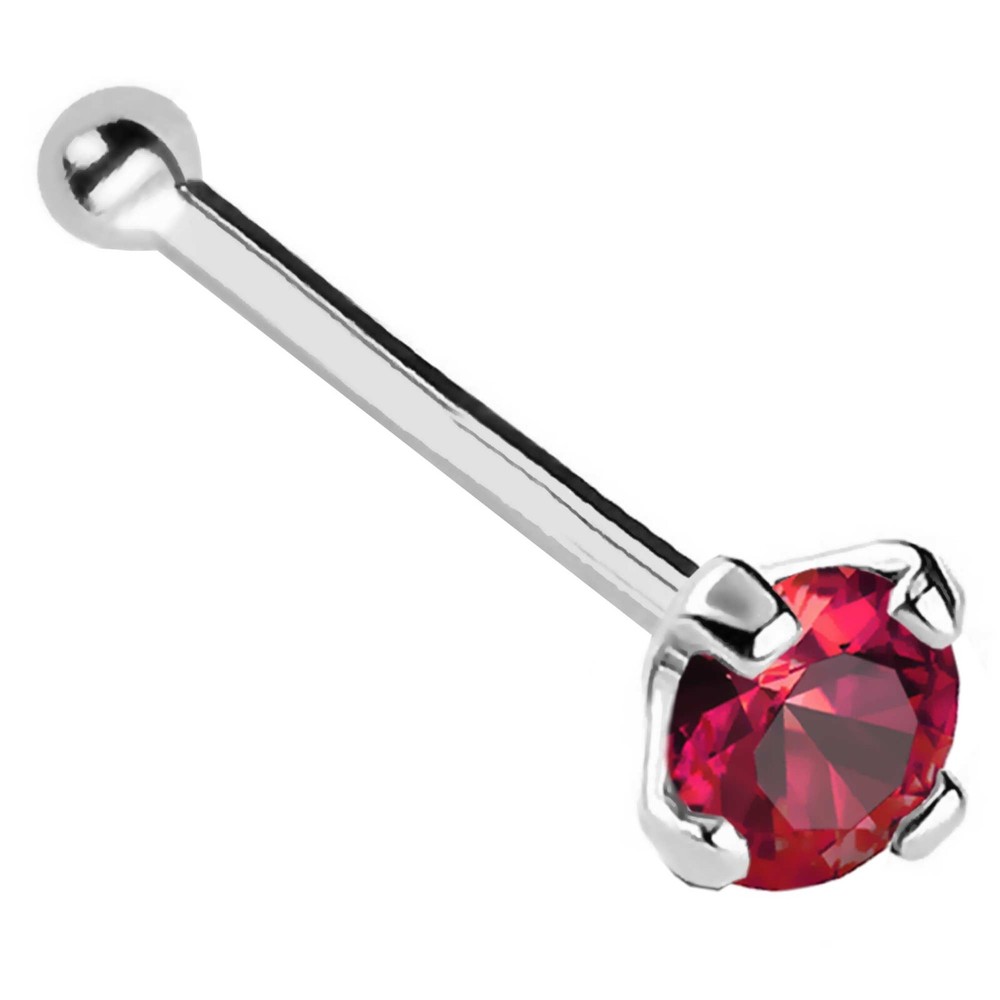 Solid 14kt Gold 22G Nose Bone Ball End Stud  Ruby  Gemstone  Nose Ring Stud