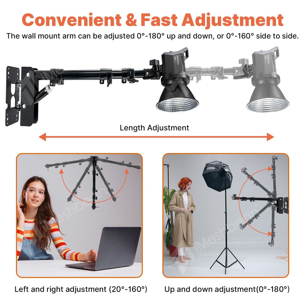 43" Wall Mount Triangle Boom Arm Photography Light Triangle Wall Mount Bracket