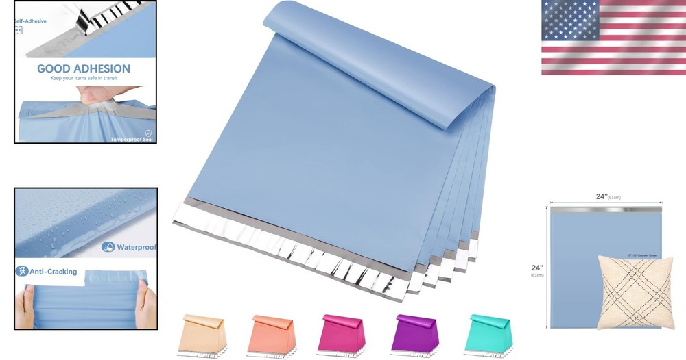 Blue Poly Mailers 24x24 100 Pack - Small Business
