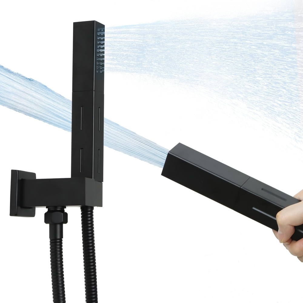 Matte Black Brass 2 in 1 Function Handheld Shower Sprayer Head