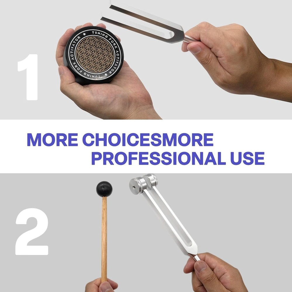 Tuning Fork Set, Weighted & Unweighted Frequency Tools with Activator, Mallet