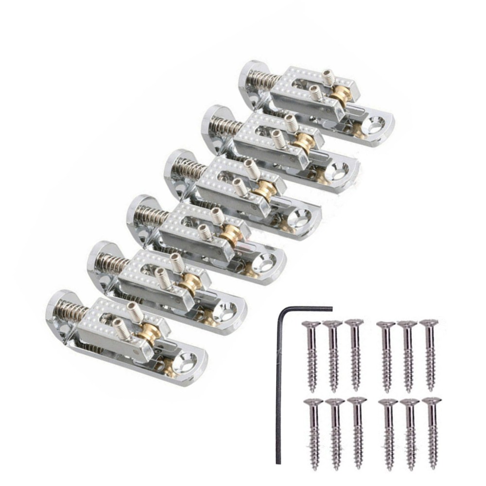 6pcs Single String Roller Saddle Guitar Bridge for cigar box banjo Silver C