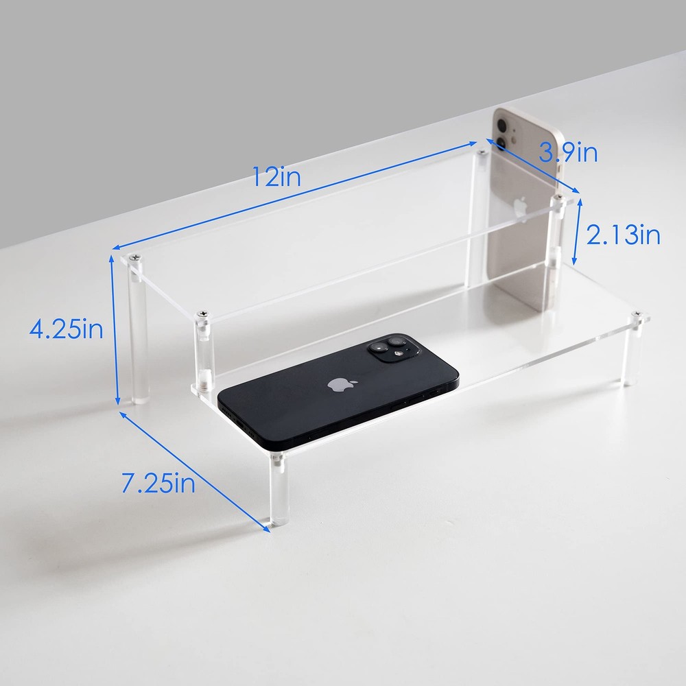 BYCY 2 Pack 2-Tier Clear Acrylic Display Stand 2 Tier - 2 Pack,