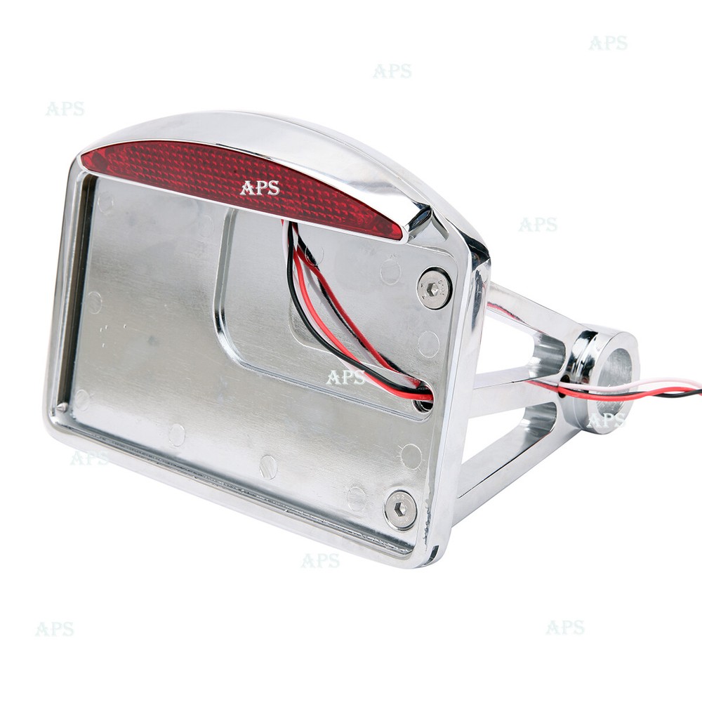 Motorcycle License Plate LED Tail Light Horizontal Mount Bracket Holder Custom