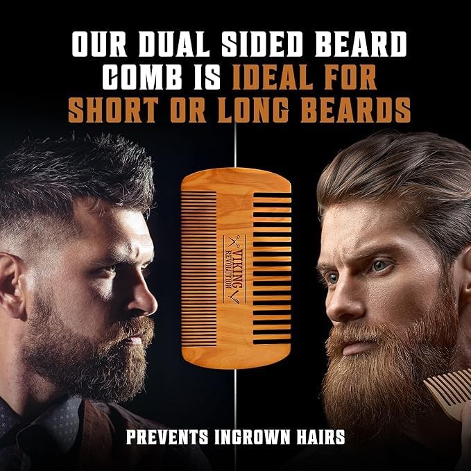 Viking Revolution Beard Comb & Brush Set for Men &
