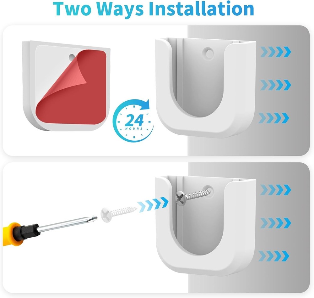 2-Pack White Adjustable Wall Mount Bracket for Indoor Cameras - Strong Adhesive