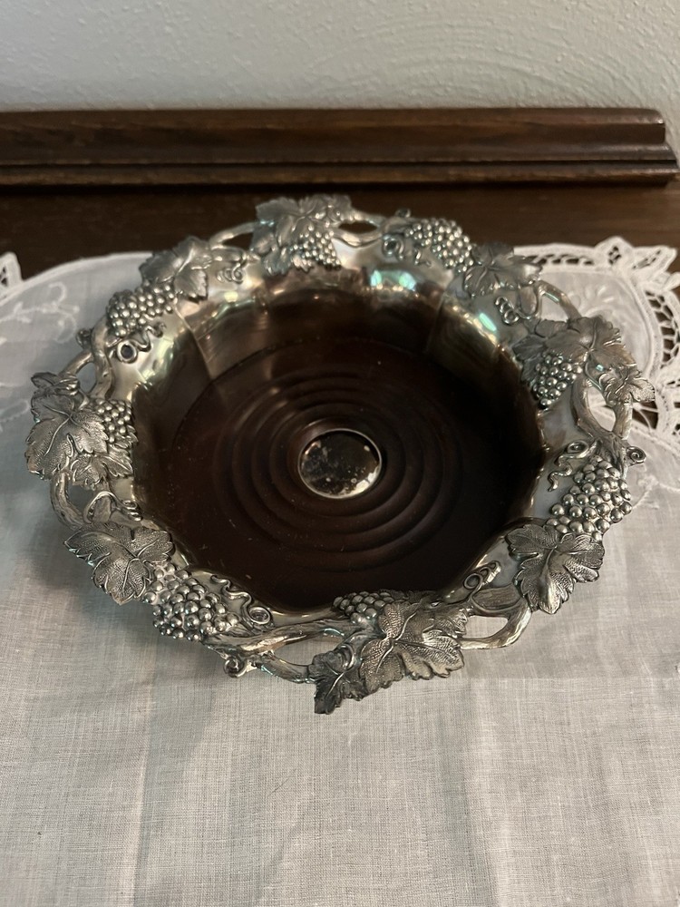 Vintage SilverPlate Grapevine Champagne Wine Bottle Coaster