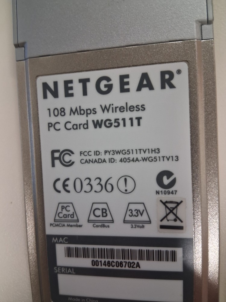 NETGEAR 108 Mbps Wireless PC Card WG511T