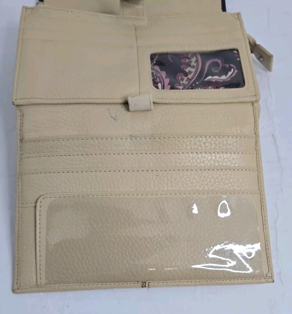 Brighton Tan & Black Trifold Bag Wallet Embossed Leather