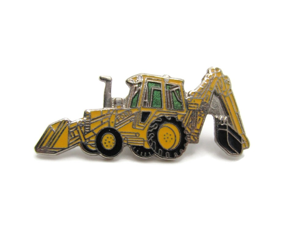 Vintage Ford Backhoe Loader Tractor Pin Yellow Enamel Construction Equipment