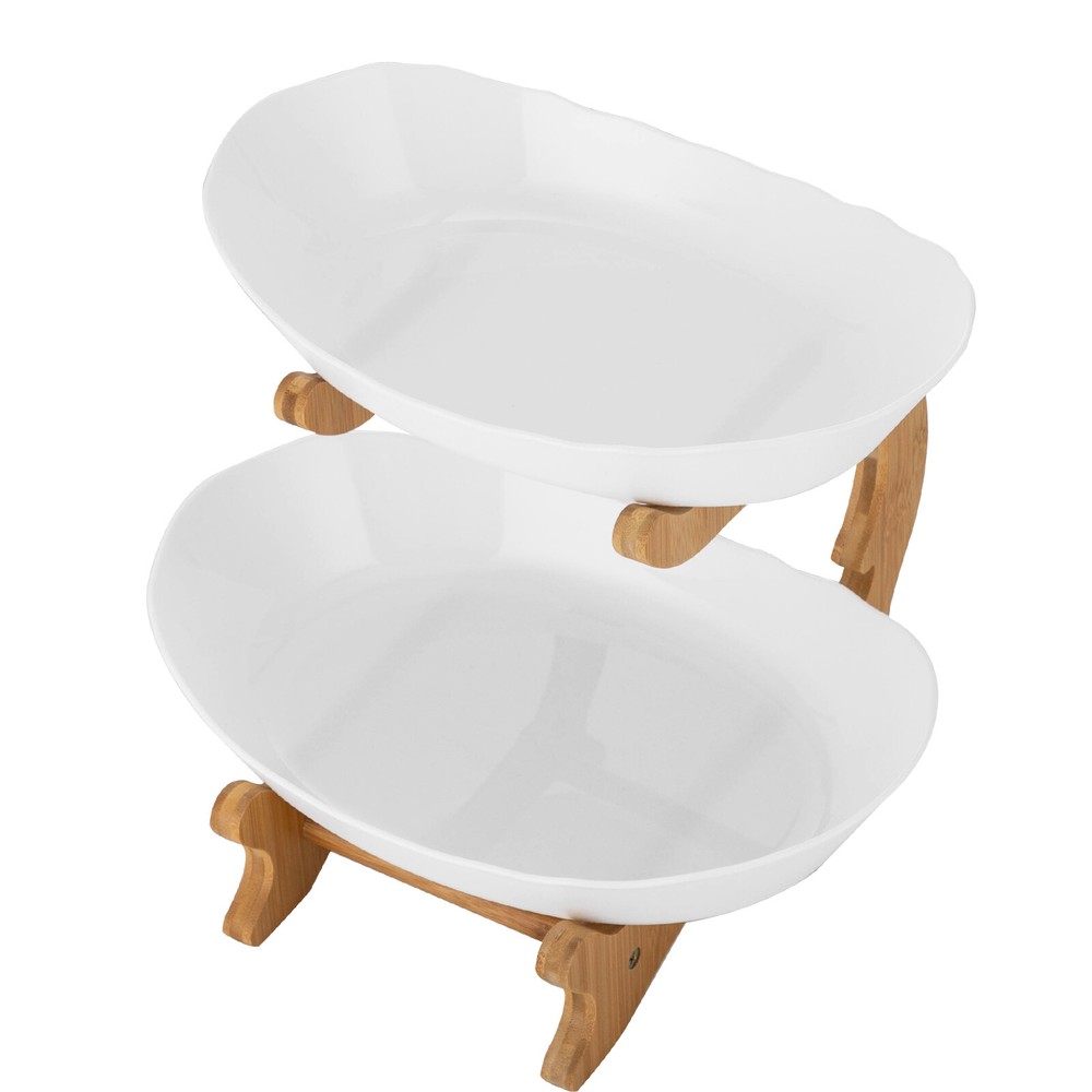 2 Tier Fruit Bowl, Fruit Basket Stand, Fruit Serving Tray