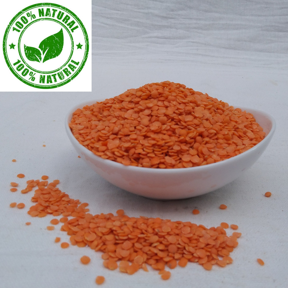 Organic Red Split Lentils 1 kg - Masoor Dal - High Protein