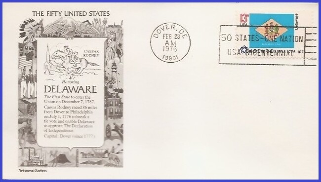 USA3 #1633 U/A ARISTOCRAT FDC   Delaware State Flag