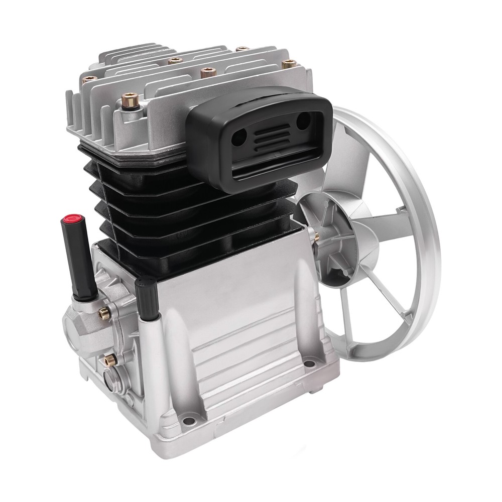 3HP Air Compressor Pump Head Silver 2 Cylinders Piston Air Compressor Pump Head