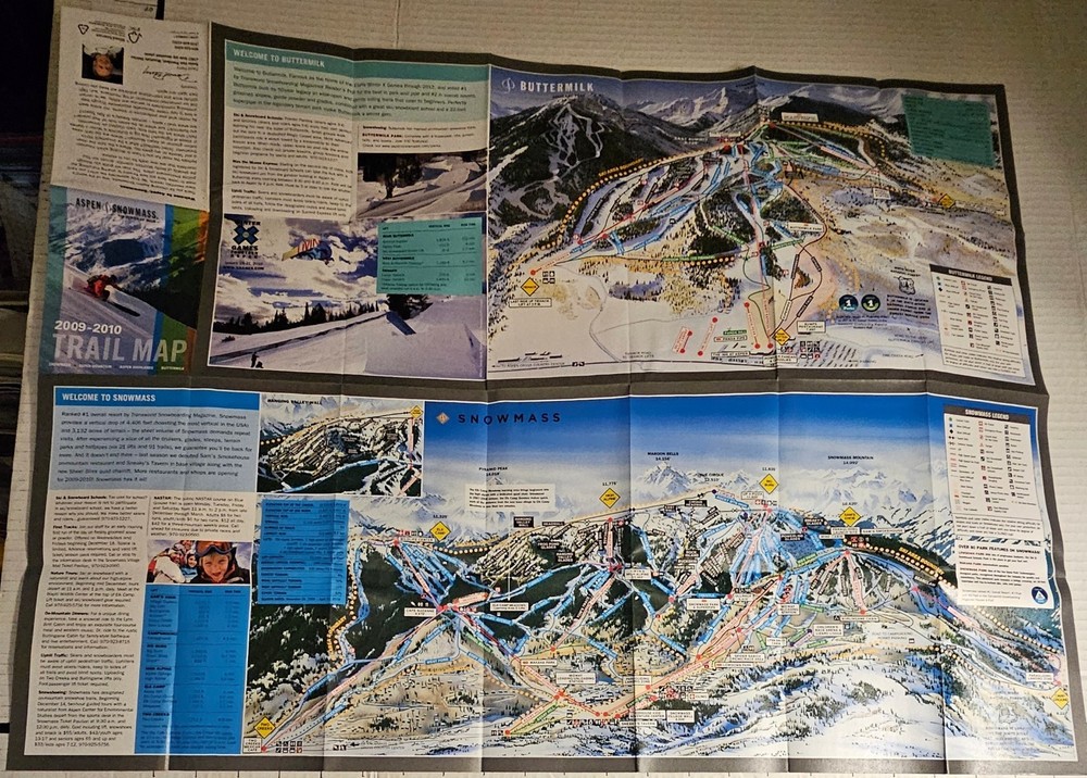 2009/10 ASPEN/SNOWMASS TRAIL MAP. ALL 4 AREAS ON 1 MAP. MINT