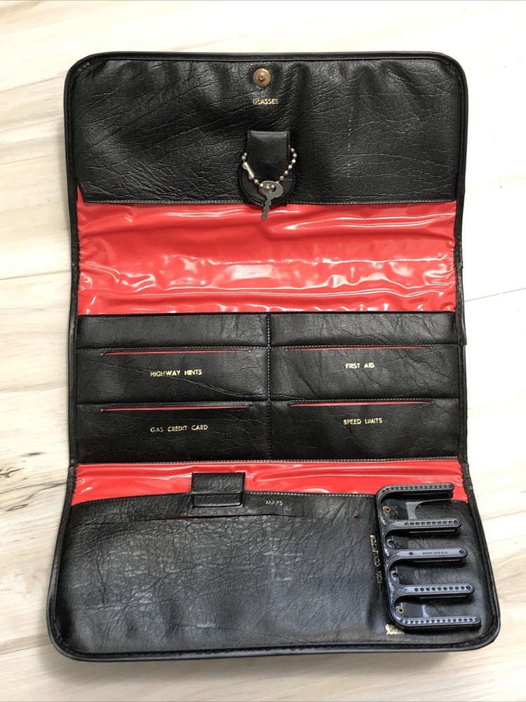 Vintage Leather Swank Auto Organizer Snap Case