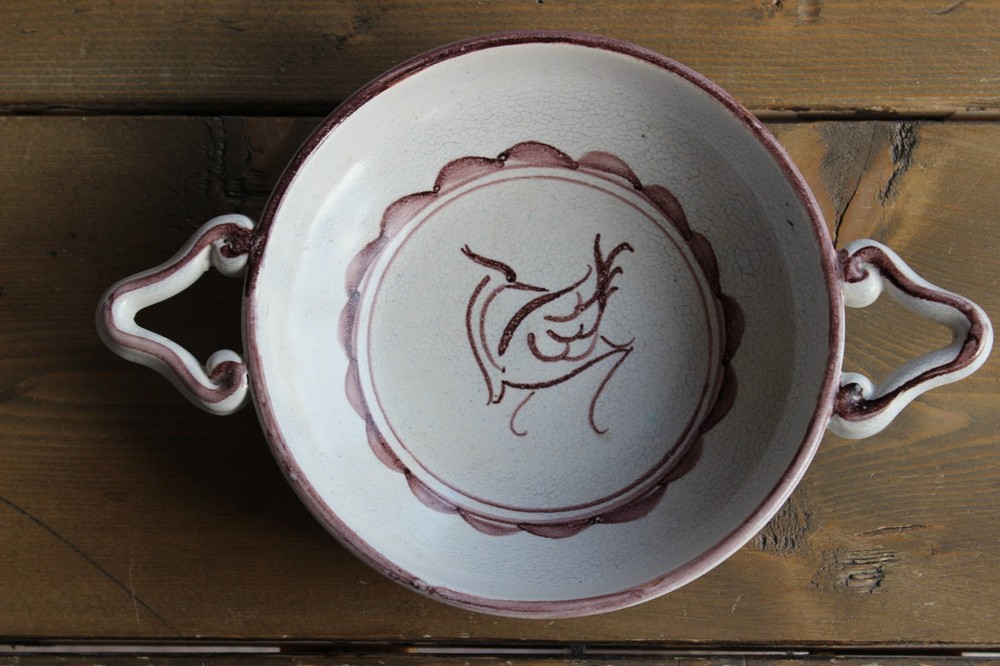 Red Craine Bird Marked Ceramic Bowl Signed