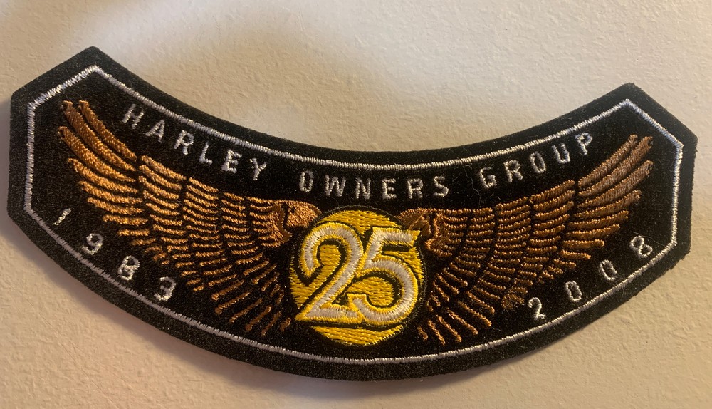 Harley Davidson Owners Group HOG 25 Year Anniversary Iron on Patch 5 7/8"