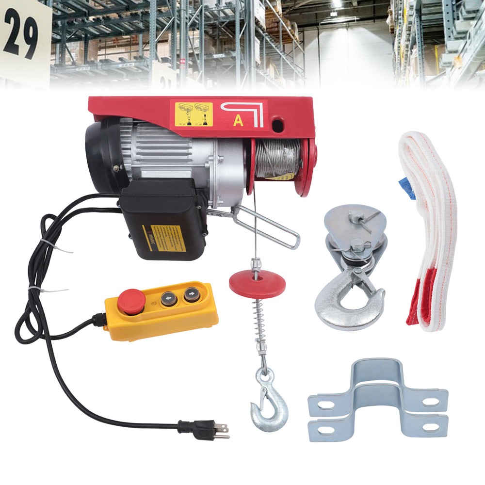 2200LBS Electric Hoist Winch Engine Crane with Wireless 110V