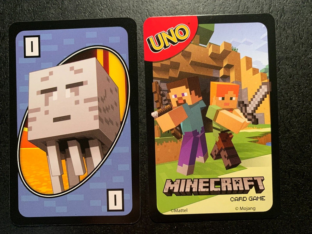 UNO  MINECRAFT  Blue 0  Card  2017 Mattel GAME REPLACEMENT CARD Single Card