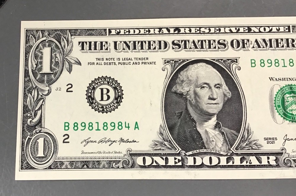 $1 Federal Reserve Note Miscut Error B89818984A One Dollar GEM
