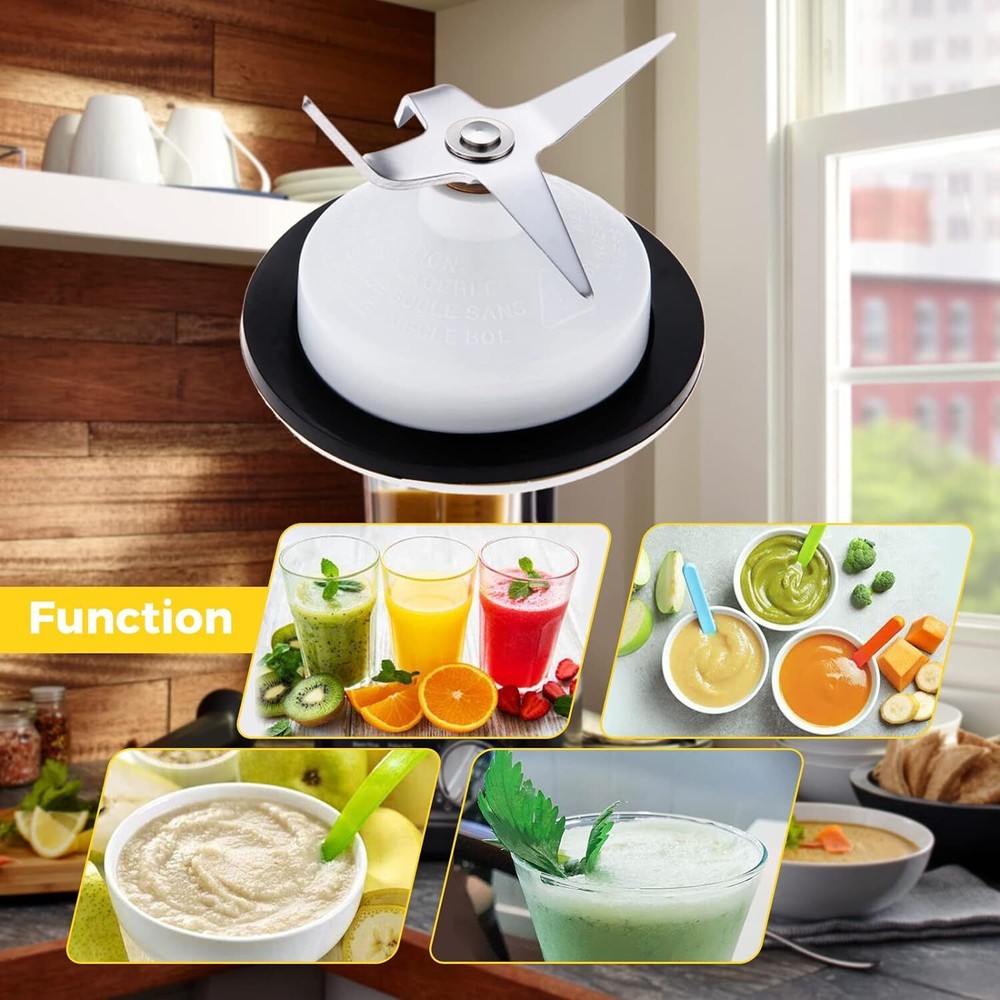 4 Leaf Blender Blade with Rubber Gasket Seal Ring, Replace KSBGCB White